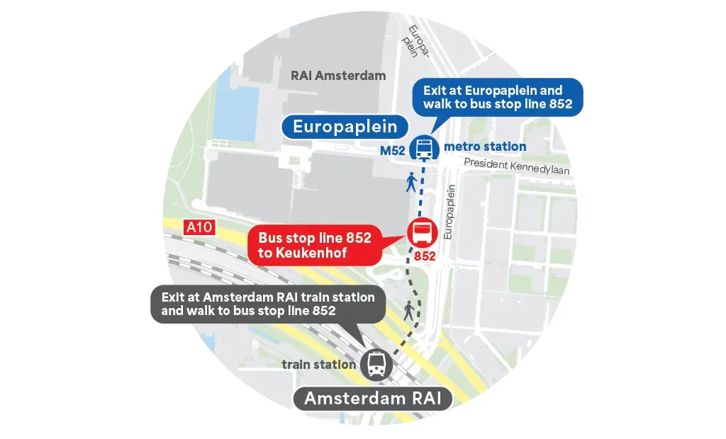 Amsterdam RAI from city centre by metro